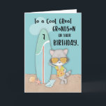 Alter 7 Great Grandson Birthday Beach Funny Raccoo Karte<br><div class="desc">Wünschen Sie Ihrem Urenkel einen "BEACHY" Geburtstag,  wenn er mit dieser coolen Waschkarte sieben Jahre alt wird. Sie werden ihn auf dem Cover mit einem Surfbrett sehen und ist bereit,  die Wellen zu reiten. Das wäre die lustigste Sommerkarte,  die Sie Ihrem Urenkel geben können.</div>