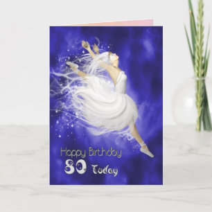 Alter 80, springende Ballerina Geburtstagskarte Karte