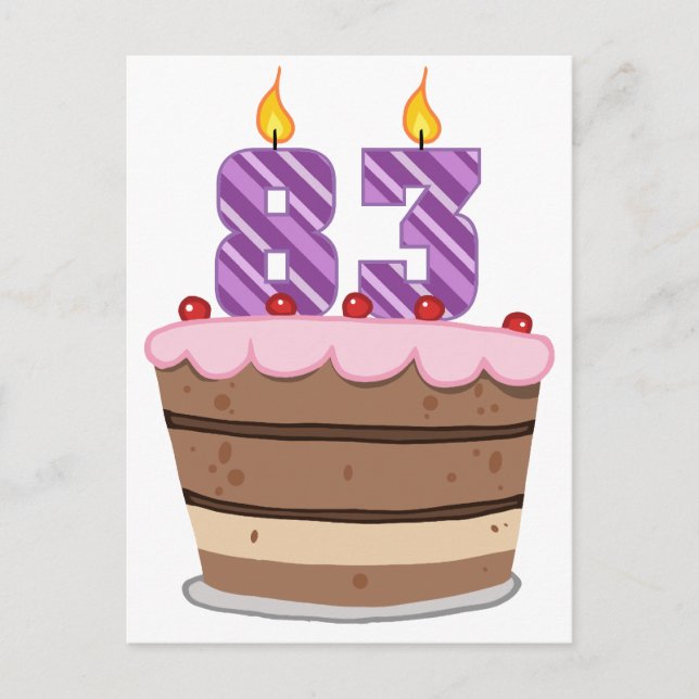 Alter 83 auf Geburtstagskuchen Postkarte (Vorderseite)
