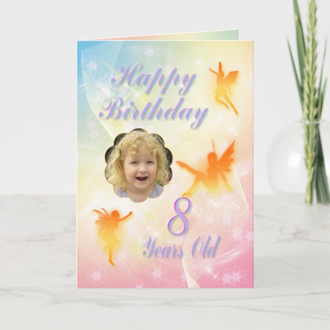 Alter 8, Blume Fee Geburtstagskarte Karte (Vorderseite)