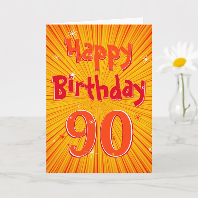 Alter 90 Spaß Radial Sunburst Orange 90. Geburtsta Karte (Kleine Pflanze)