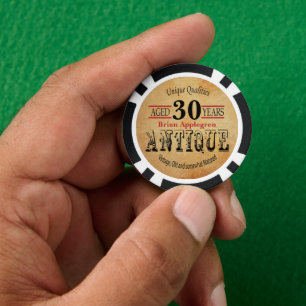 Alter, Antike, gereift und Vintag 30. Geburtstag Pokerchips
