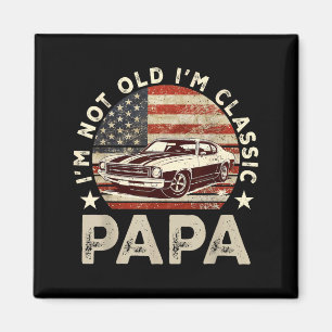 Alter Auto-Vater Amerikanische Flagge Großvater Pa Magnet