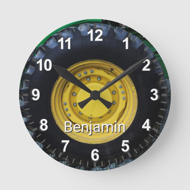 Alter Bauernhof Traktor Runde Wanduhr (Vorderseite)