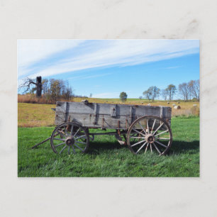 Alter Bauernhofwagen auf dem Heufeld Postkarte