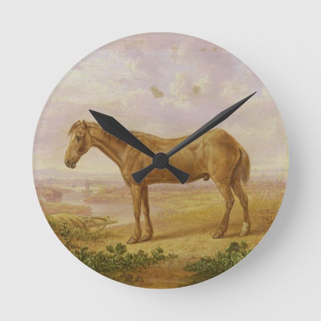 Alter Billy, ein Entwurfs-Pferd, gealtert 62 (Öl Runde Wanduhr (Vorderseite)
