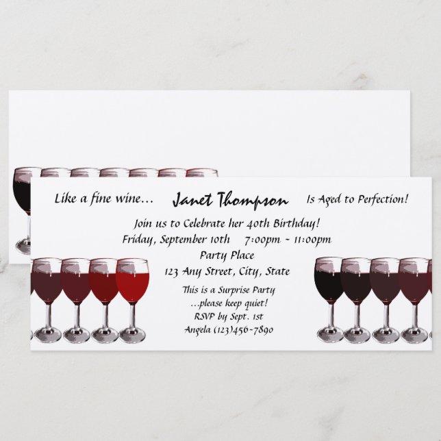 Alter bis Perfektion/ Einladung zum Geburtstag (Vorne/Hinten)