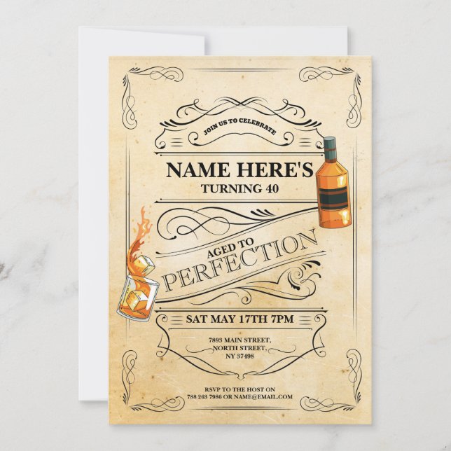 Alter bis Perfektion Whiskey jedes Alter Männer Vi Einladung (Vorderseite)