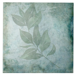 Alter botanischer Tile - Aqua und Knochen V8 Fliese