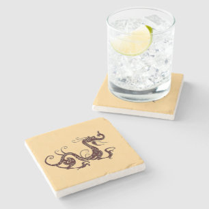 Alter brauner mystischer Drache Steinuntersetzer