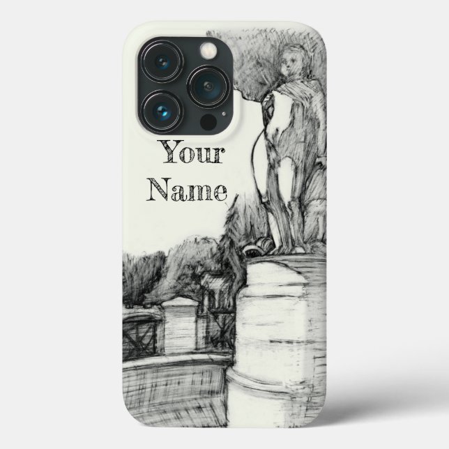 Alter Brunnen im Park mit Skulpturenjunge Case-Mate iPhone Hülle (Rückseite)
