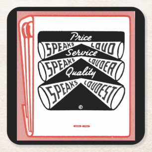alter Buchcover Price Speaks Loud Rechteckiger Pappuntersetzer
