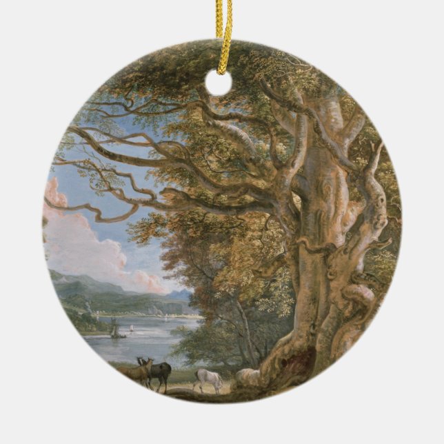 Alter Buchen-Baum Keramik Ornament (Vorne)