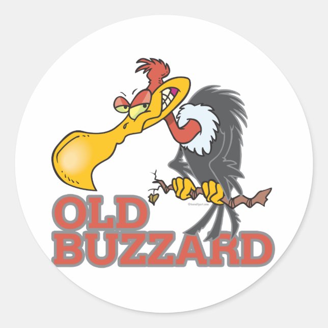 alter Bussard-Comiczeichner Runder Aufkleber (Vorderseite)