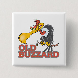 alter Bussard lustige Cartoonfigur Button