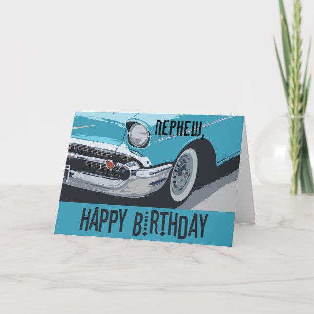 Alter Chevy Geburtstag im Blau für irgendeinen Karte (Vorderseite)