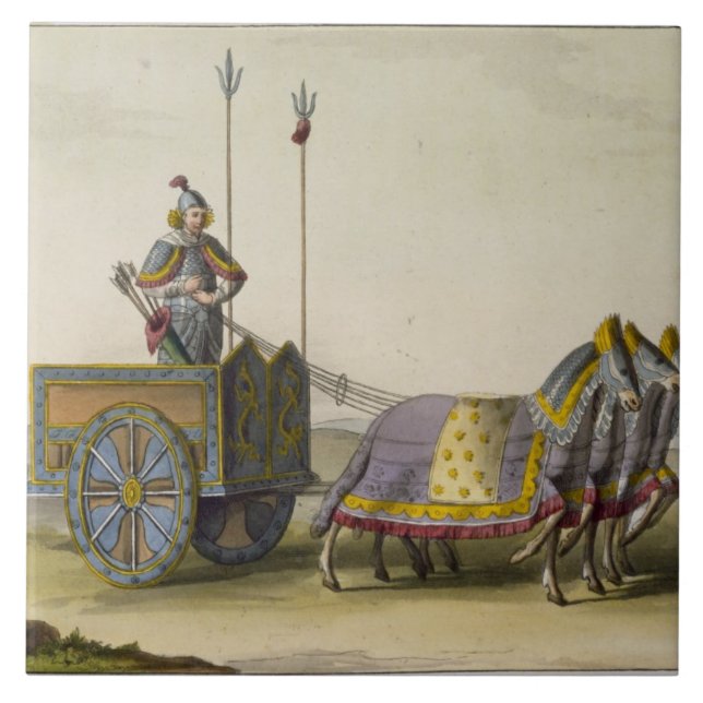 Alter chinesischer KriegChariot, von 'Le Costume Fliese (Vorderseite)