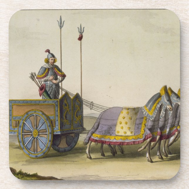 Alter chinesischer KriegChariot, von 'Le Costume Getränkeuntersetzer (Vorderseite)