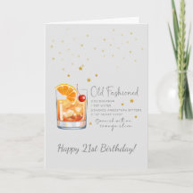 Alter Cocktail 21. Happy Birthday Card