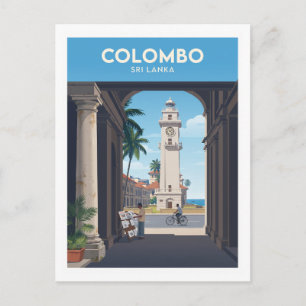 Alter Colombo-Leuchtturm und Uhrturm Sri Lanka Postkarte