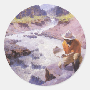 Alter Cowboy, Goldwaschen, Wyoming von Leigh Runder Aufkleber
