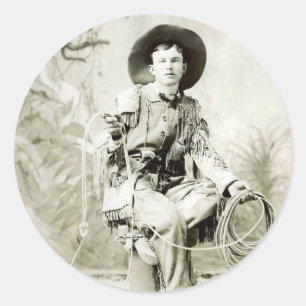 Alter Cowboy um 1900 Runder Aufkleber