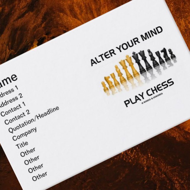 Alter Dein Mind Play Schach (Reflektives Schach-Se Visitenkarte (Business card for any die-hard chess player who desires for others to alter their minds & play chess)