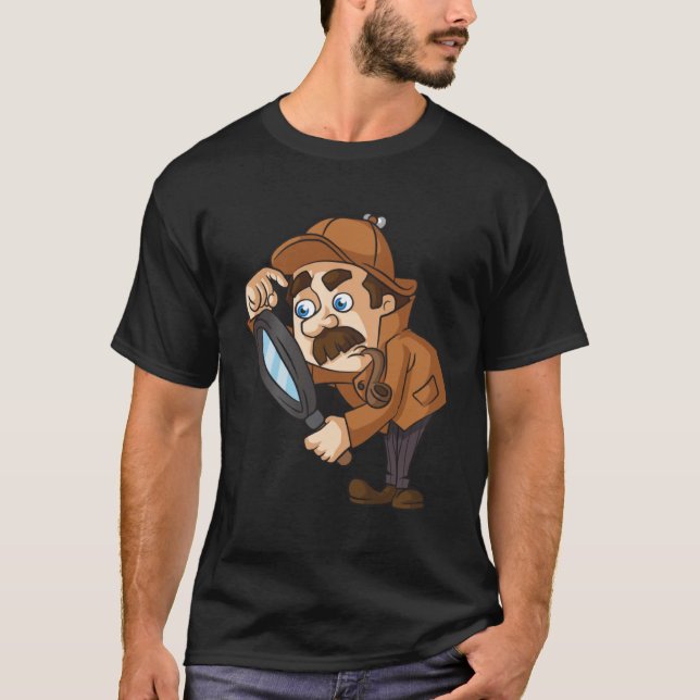 alter Detektiv mit Pfeife und Vergrößerungsglas T-Shirt (Vorderseite)