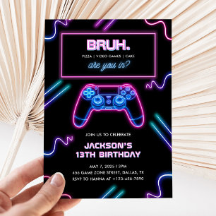Alter, du bist ein Neon-Videospiel-Junge zum Gebur Einladung