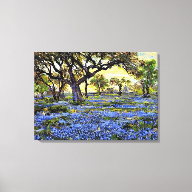 Alter Eichenbaum und Bluebells - Onderdonk Leinwanddruck (Vorderseite)
