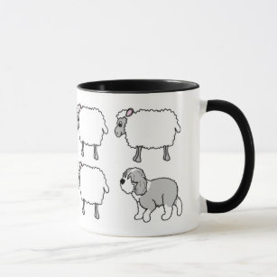 Alter englischer Schäferhund, der Schaf-Tasse in Tasse