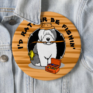 Alter englischer Schafhund (Grau 1) Niedlich Button