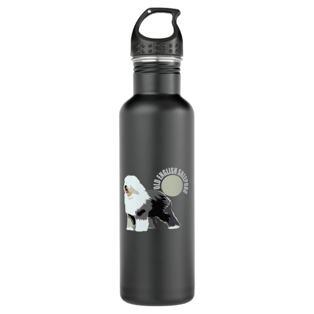 alter englischer Schafhund Trinkflasche (Vorderseite)