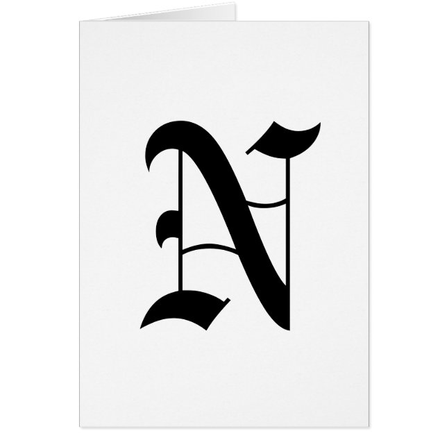 Alter englischer Text Buchstaben N auf weißem (Vorne)
