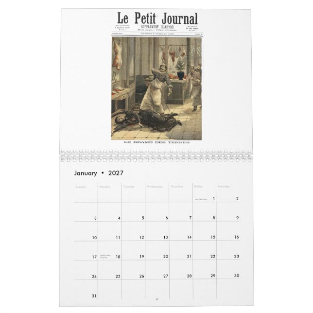 Alter französischer Verbrechen-Kalender Kalender (Jan 2027)
