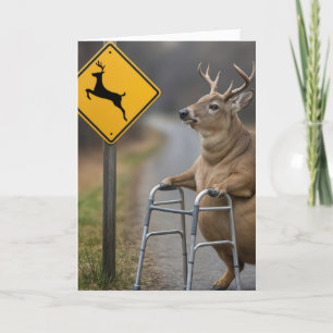 Alter Geburtstag buck Leaning on a Walker Karte