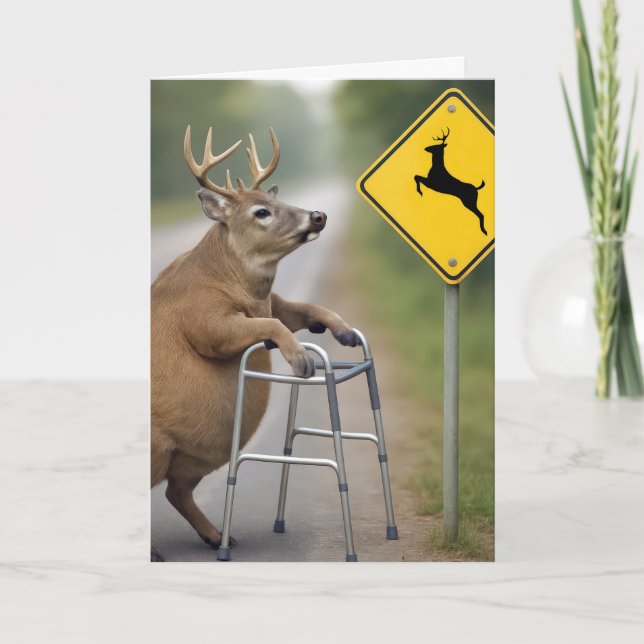 Alter Geburtstag buck Leaning on a Walker Karte (Vorderseite)