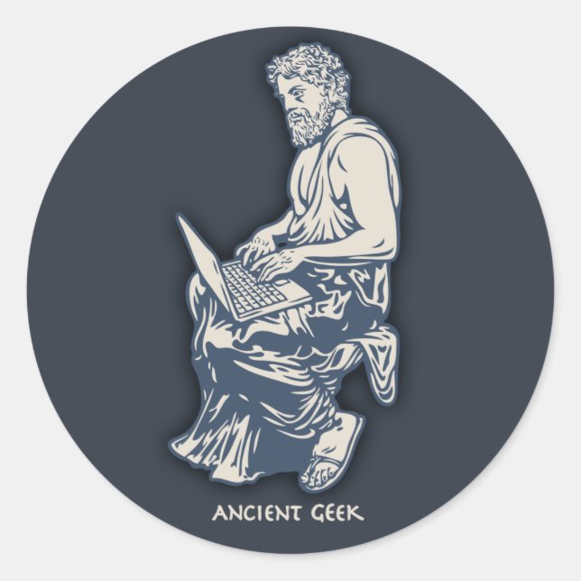 Alter Geek Runder Aufkleber (Vorderseite)