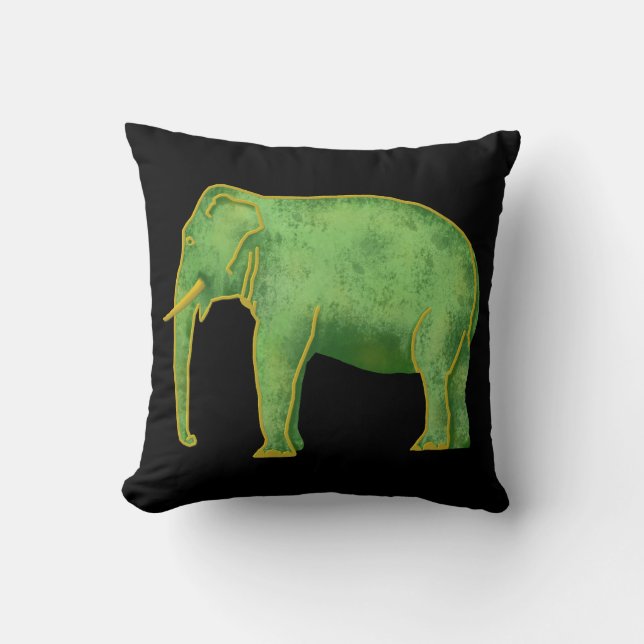 Alter Gold-und Jade-Elefant Kissen (Vorderseite)