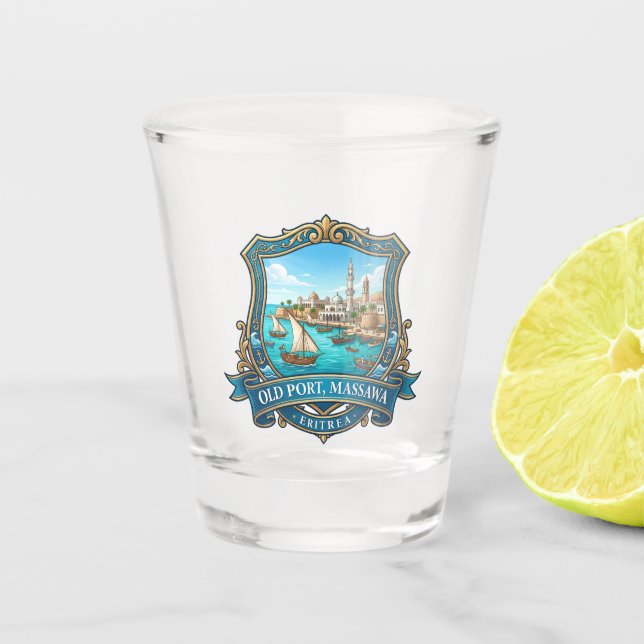 Alter Hafen Eritrea Schnapsglas (Vorderseite)