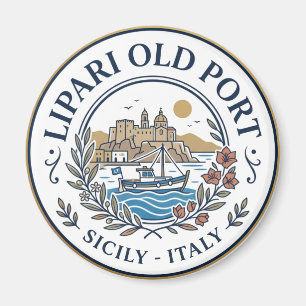 Alter Hafen von Lipari Italien Magnet