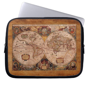 Alter Henricus Hondius’ 1630 AD Alte Weltkarte Laptopschutzhülle