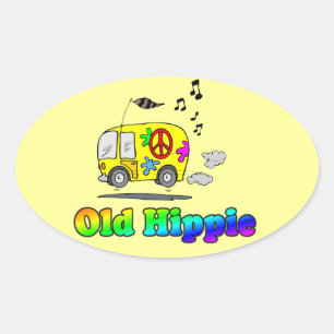 Alter Hippie-Oval-Aufkleber Ovaler Aufkleber