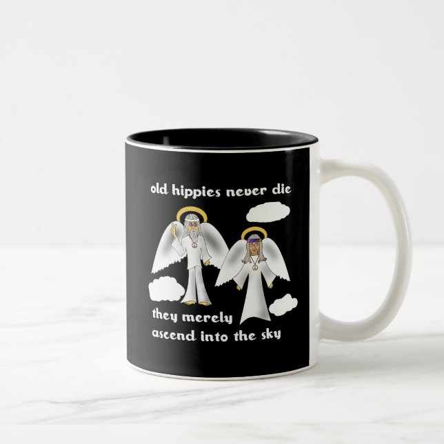 Alter Hippies die nie Zweifarbige Tasse (Rechts)