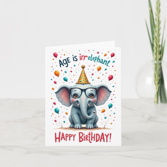 Alter ist Irr-Elefant!" Niedliche ElefantenGeburts Karte (Vorderseite)