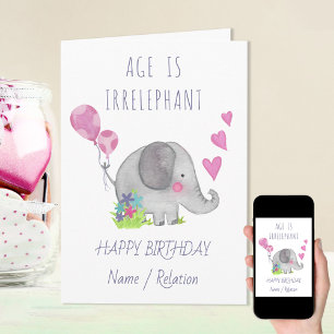 Alter ist irrelephant Süßer Elefant Lustiger Gebur Karte