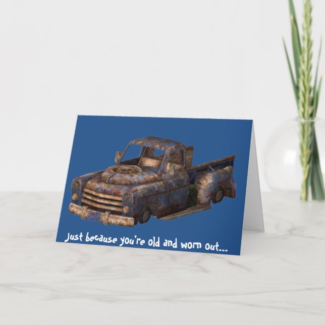 Alter klassischer Fernlastfahrer, Gruß-Karte mit Karte (Vorderseite)
