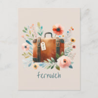Alter Koffer mit Blumen- fernweh-personalisierbare