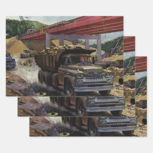 Alter LKW auf einer Baustelle Geschenkpapier Set