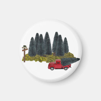 Alter LKW mit Weihnachtsbaum Magnet